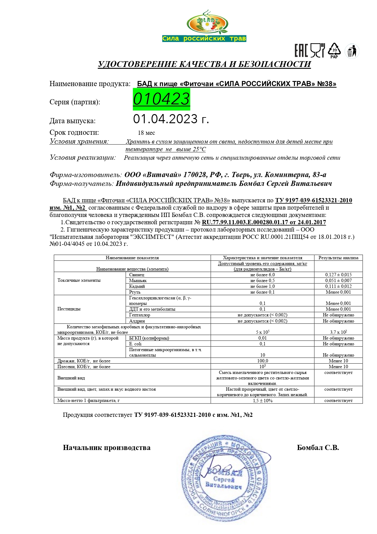 Паспорт №042023